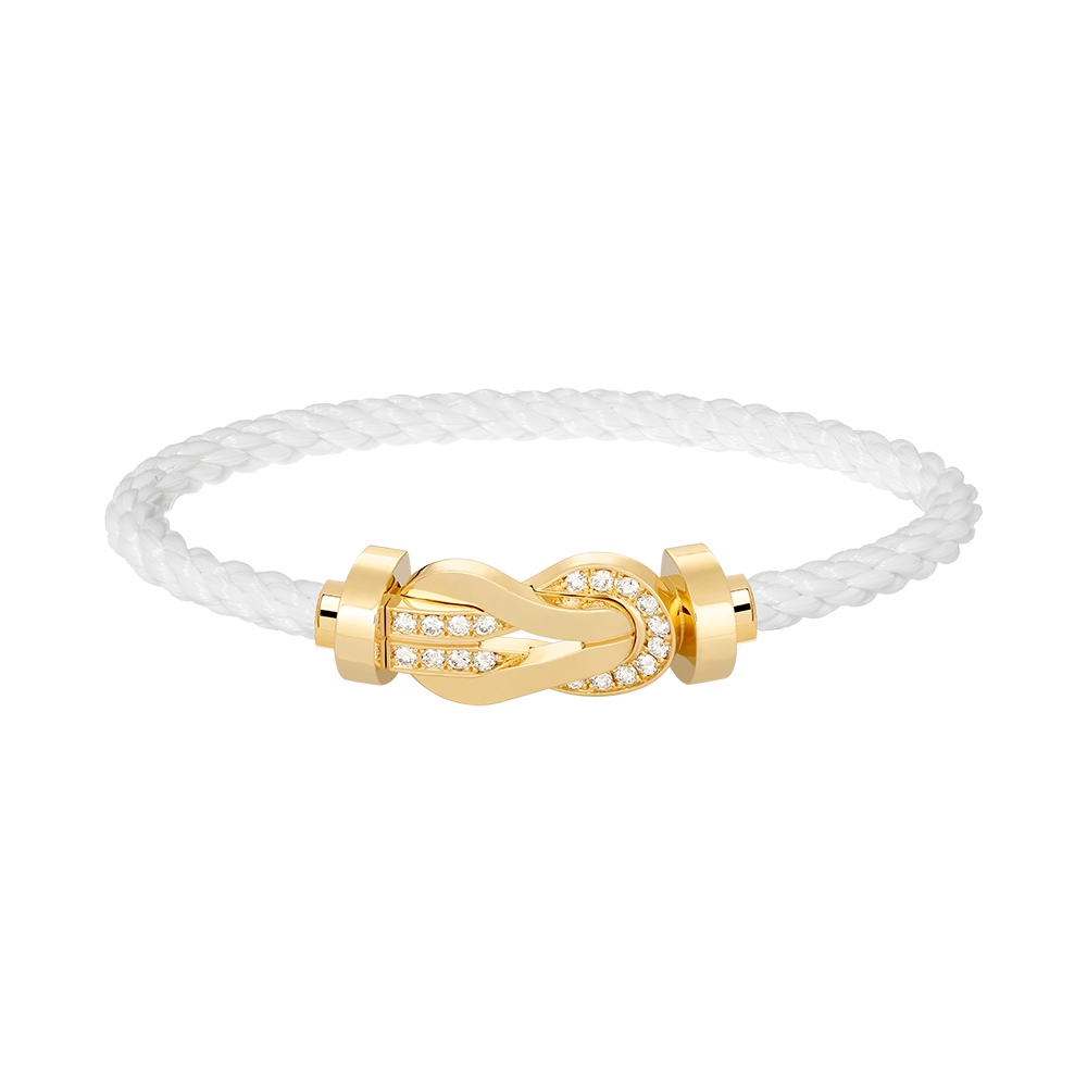 DIANA CHANCE LARGE 8 FIGURE BUCKLE HALF DIAMOND BRACELET GOLD