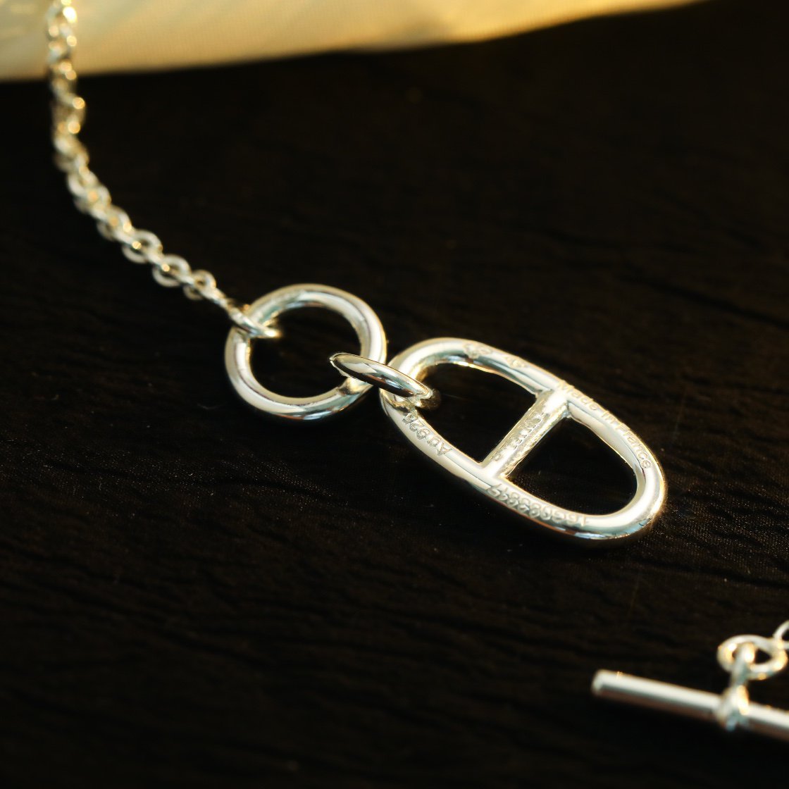 COLLIER PENDENTIF DIANA HM CHAINE D'ANCRE ARGENT MASSIF