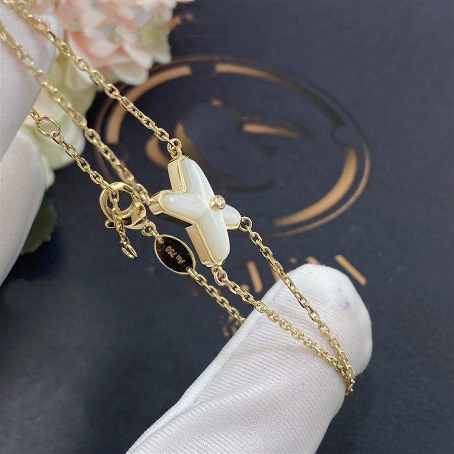 DIANA JEUX BRACELET WHITE MOP GOLD 1 DIAMOND
