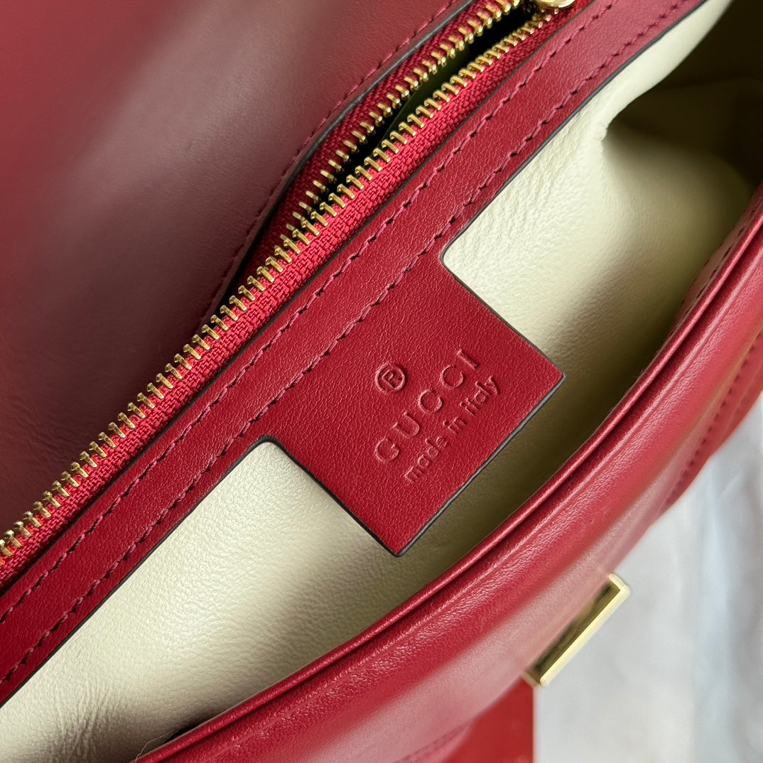 gg marmont 26cm dark red calfskin gold hardware