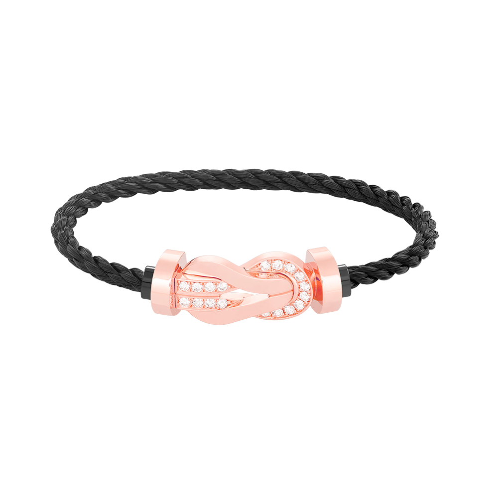 DIANA CHANCE LARGE 8 FIGURE BUCKLE HALF DIAMOND BRACELET ROSE GOLD