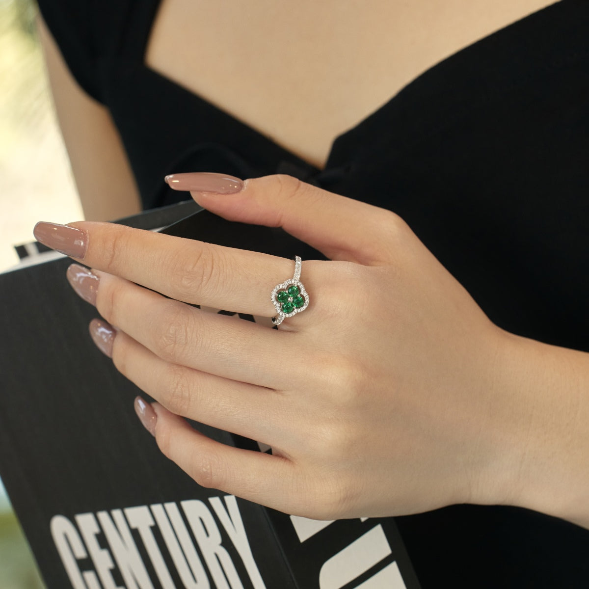 [HOT]Four Leaf Clover Flower Design Ring