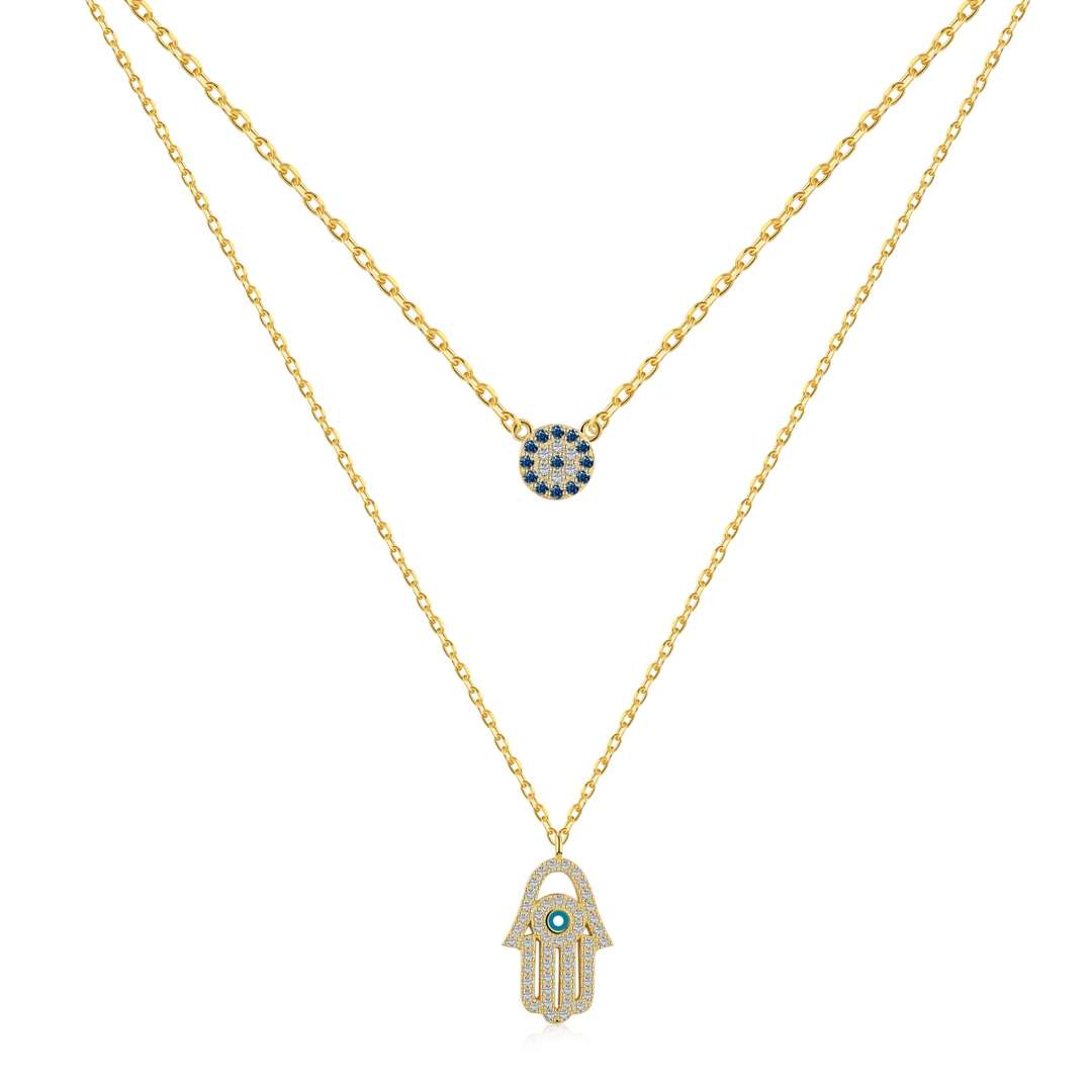 [HOT]Demon Eye Hamsa Palm Necklace