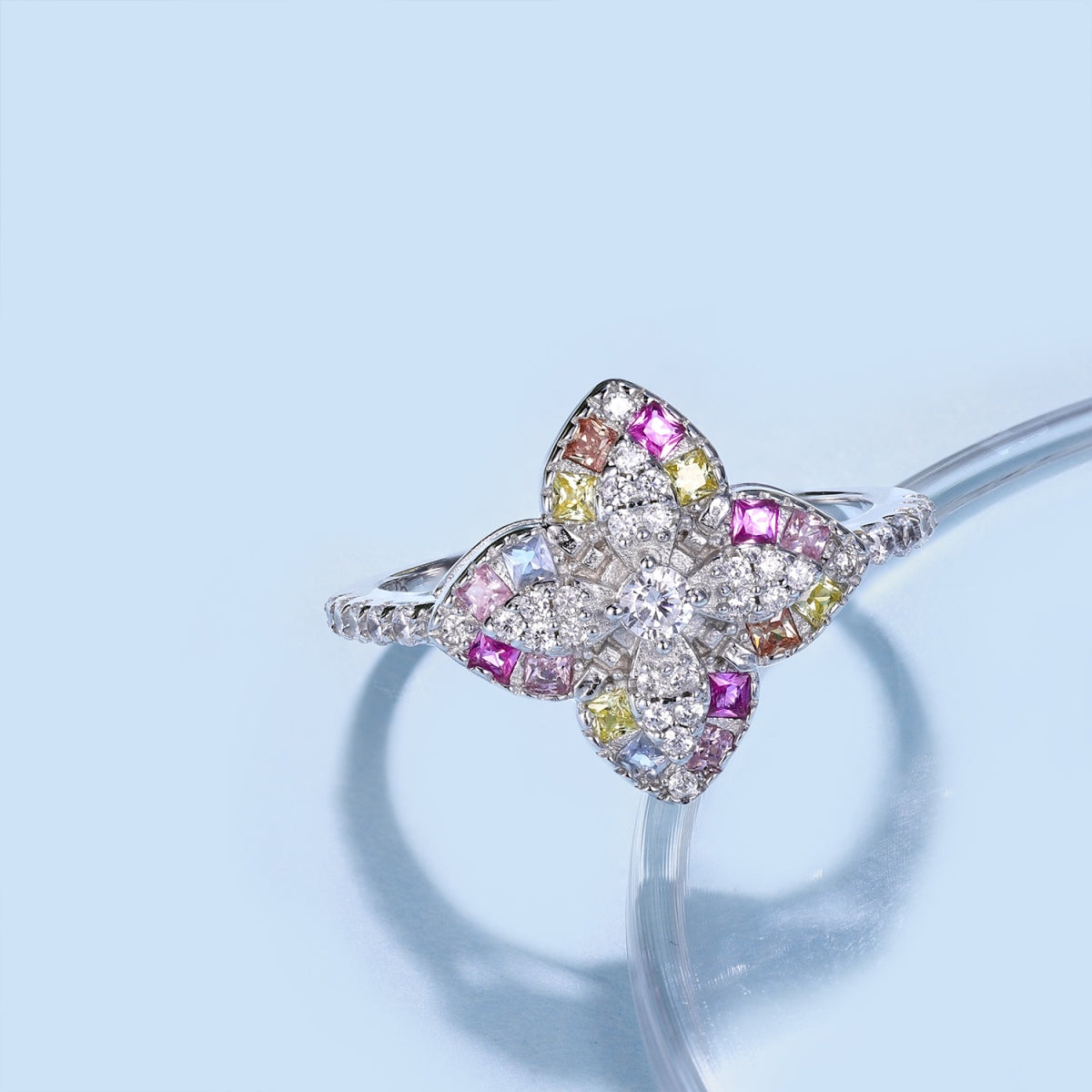 [HOT] Bague de banquet luxueuse en forme de fleur colorée