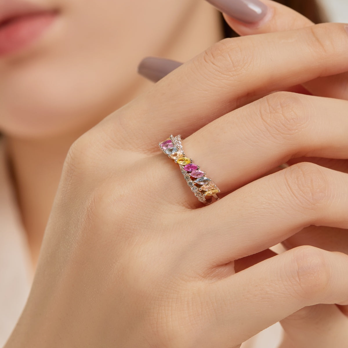 [HOT]Unique Colorful Marquise Cut Daily Ring