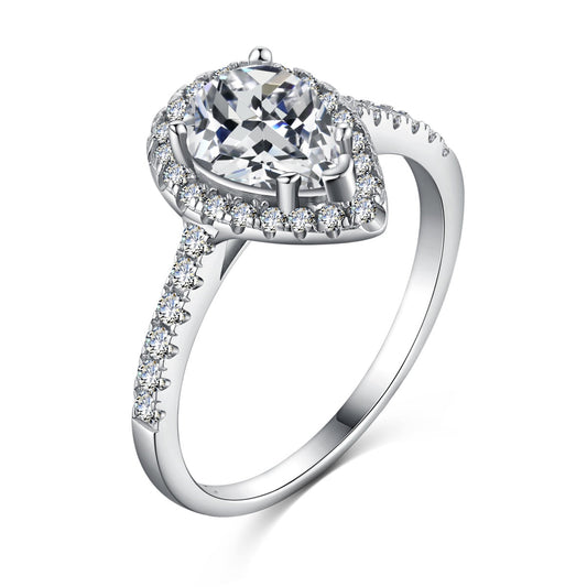 [HOT]1.0 Carat Luxurious Resplendent Water Drop Shape Wedding Ring