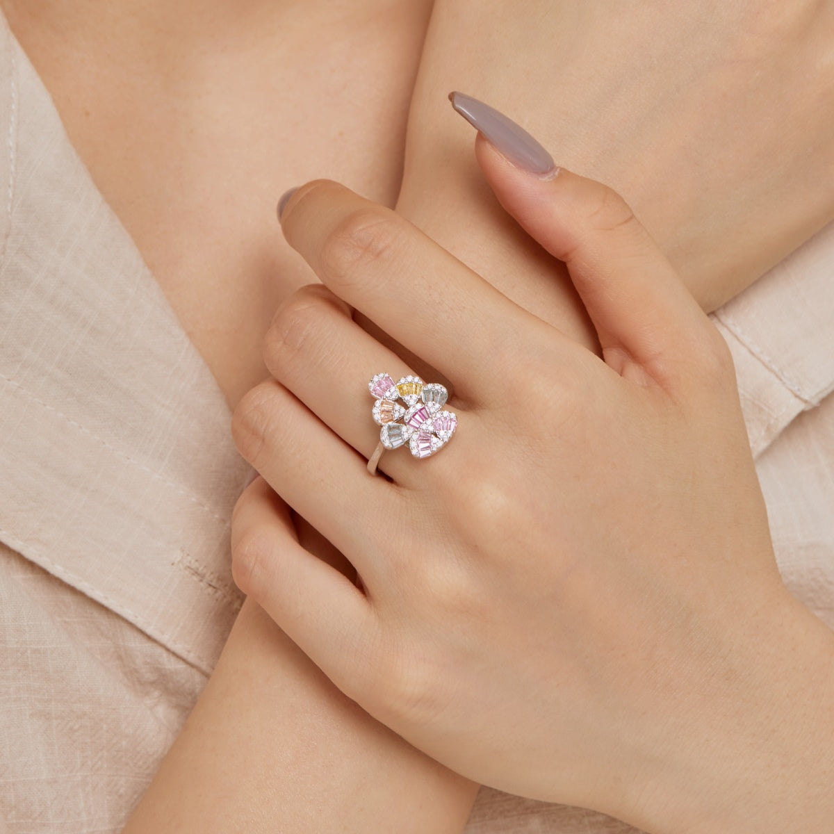 [HOT]Sparkling Colorful Water Drop Shape Daily Ring