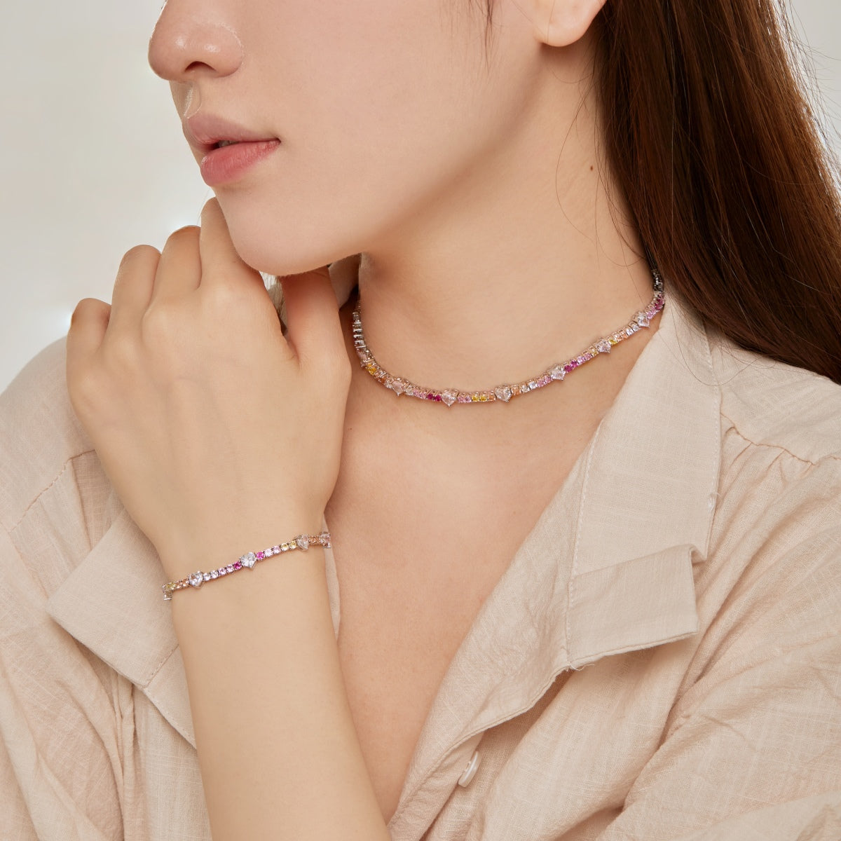 [HOT]Romantic Heart Shape Round Cut Lover Bracelet
