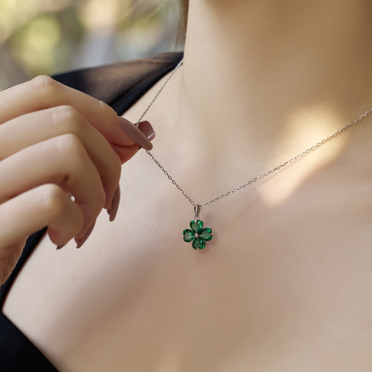 [HOT] Collier de perles en forme de trèfle à quatre feuilles en forme de cœur