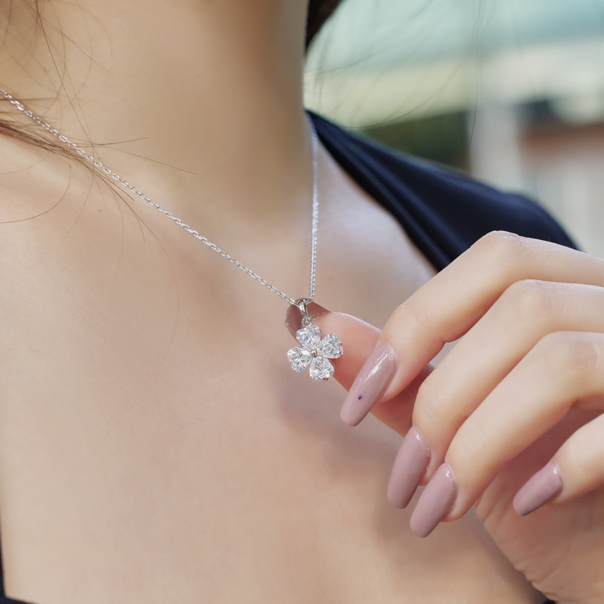 [HOT] Collier de perles en forme de trèfle à quatre feuilles en forme de cœur