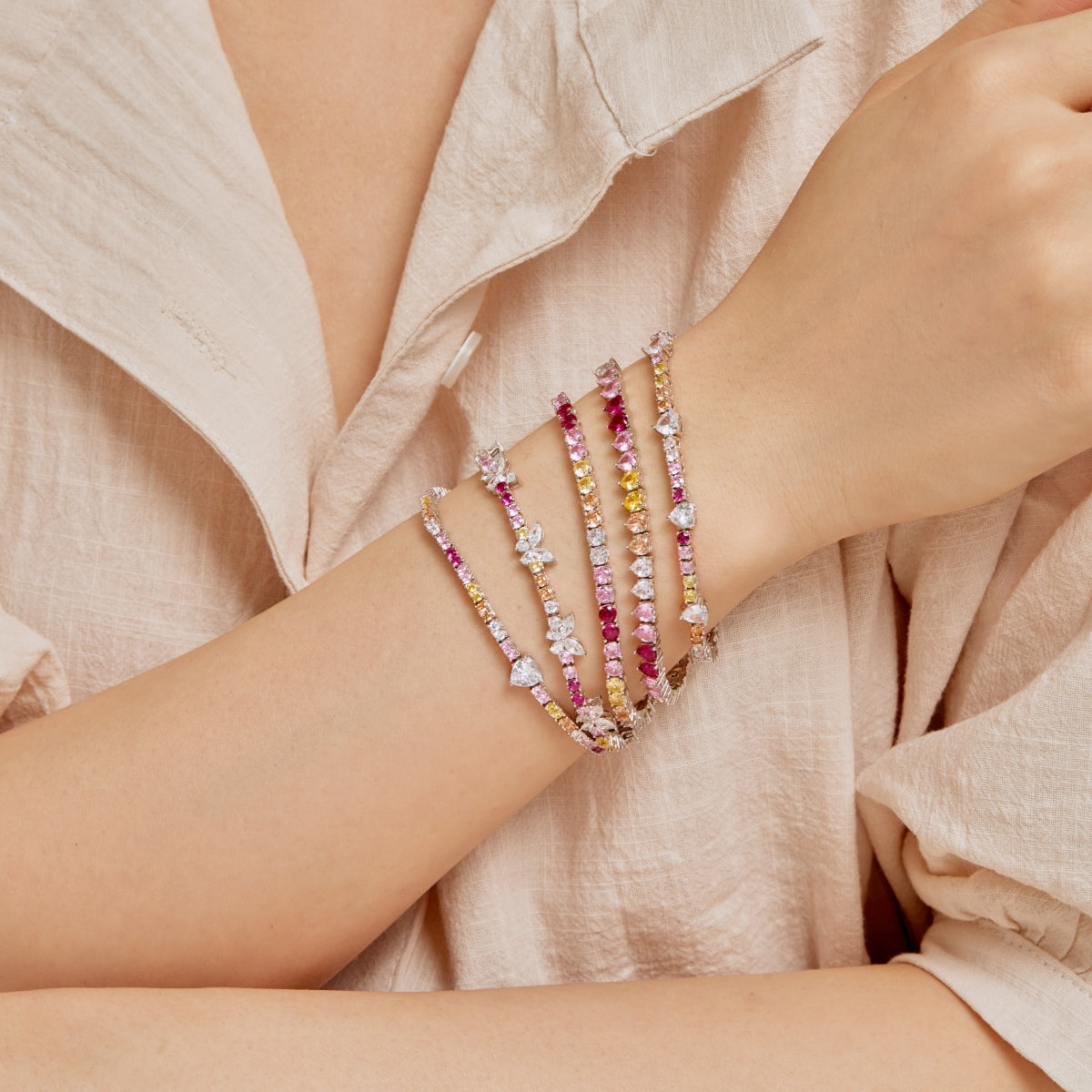 [HOT]Radiant Colorful Round Cut Tennis Bracelet