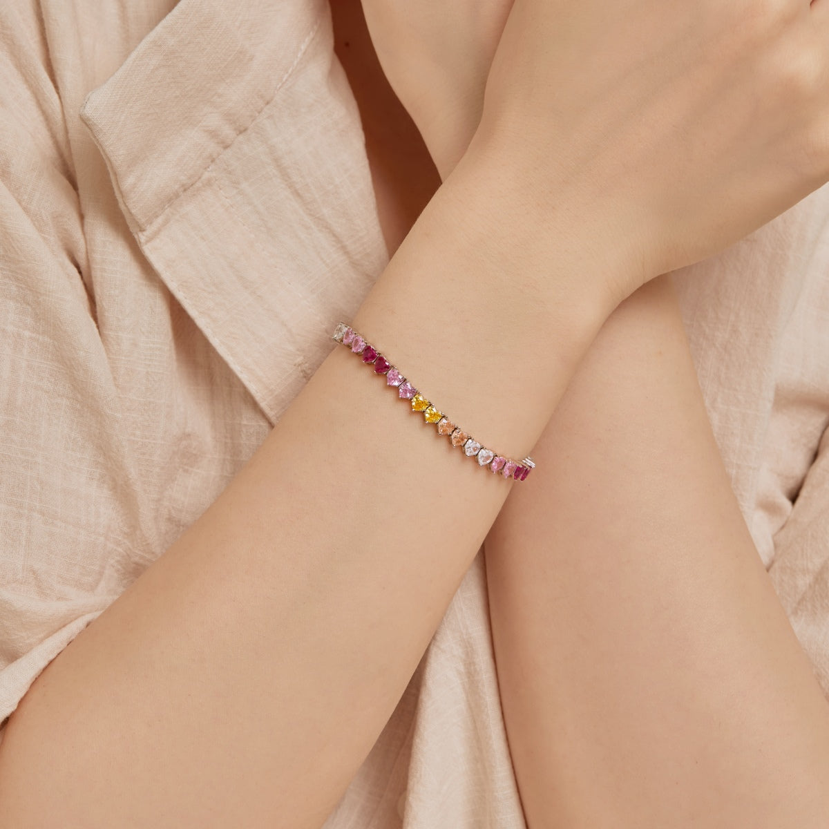 [HOT]Luxurious Colorful Romantic Heart Shape Lover Bracelet