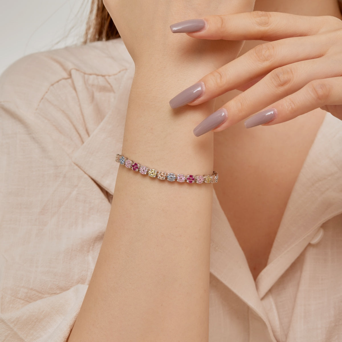 [HOT]Delicate Colorful Emerald Cut Daily Bracelet