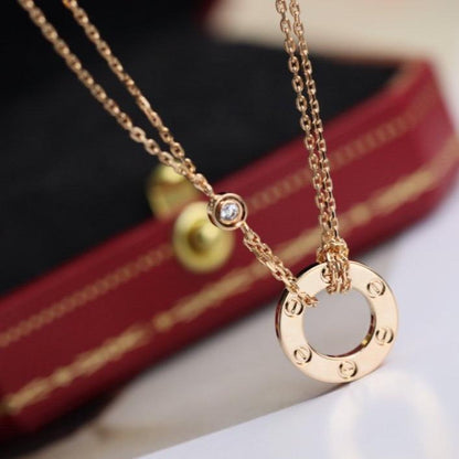 COLLIER DIANA LOVE RÉGLABLE OR ROSE 2 DIAMANTS 