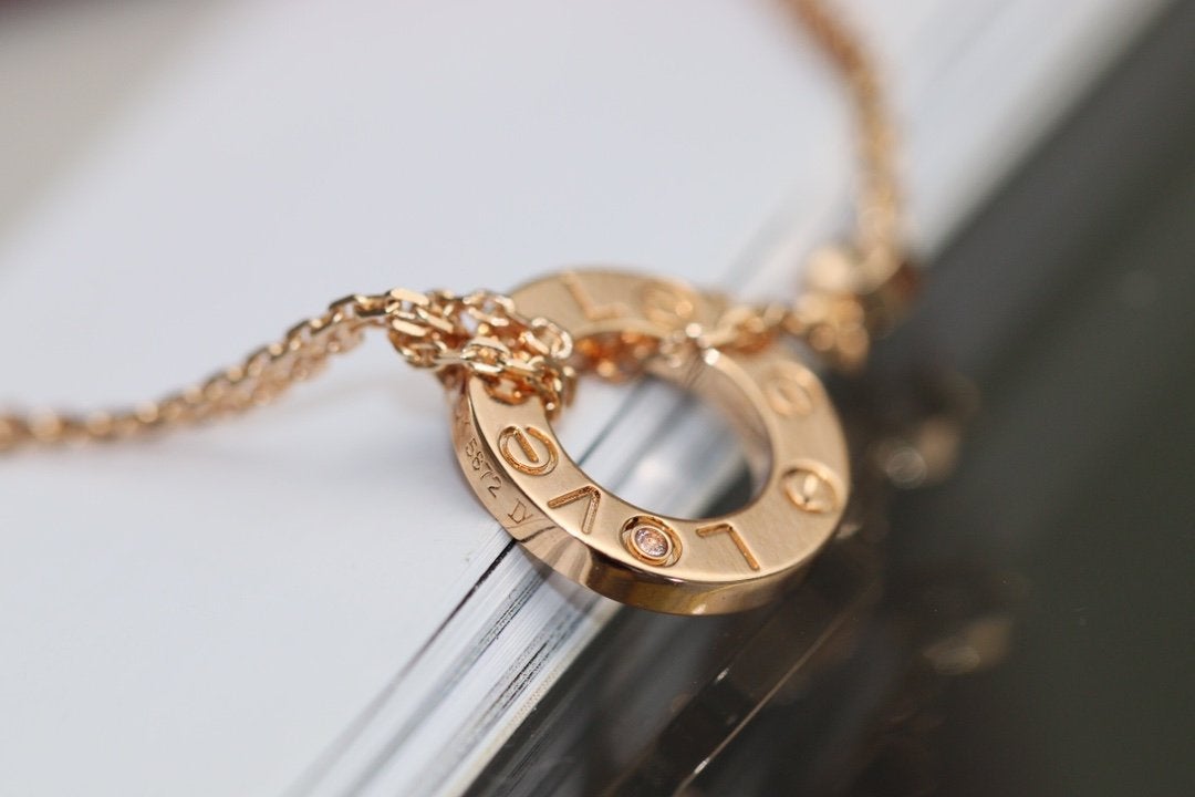 COLLIER DIANA LOVE RÉGLABLE OR ROSE 2 DIAMANTS 