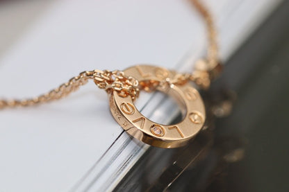 COLLIER DIANA LOVE RÉGLABLE OR ROSE 2 DIAMANTS 