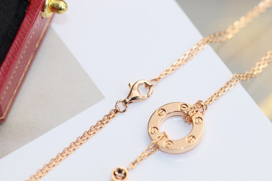 COLLIER DIANA LOVE RÉGLABLE OR ROSE 2 DIAMANTS 