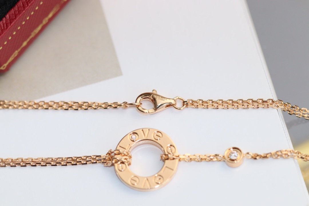 COLLIER DIANA LOVE RÉGLABLE OR ROSE 2 DIAMANTS 