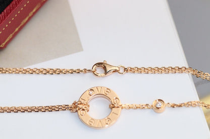 COLLIER DIANA LOVE RÉGLABLE OR ROSE 2 DIAMANTS 