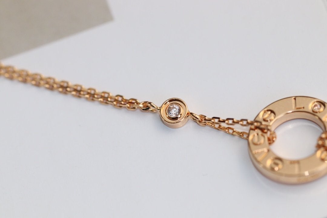 COLLIER DIANA LOVE RÉGLABLE OR ROSE 2 DIAMANTS 