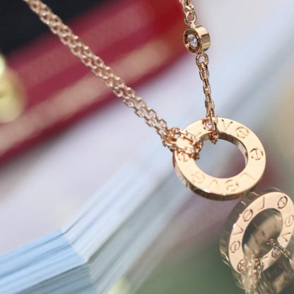 COLLIER DIANA LOVE RÉGLABLE OR ROSE 2 DIAMANTS 