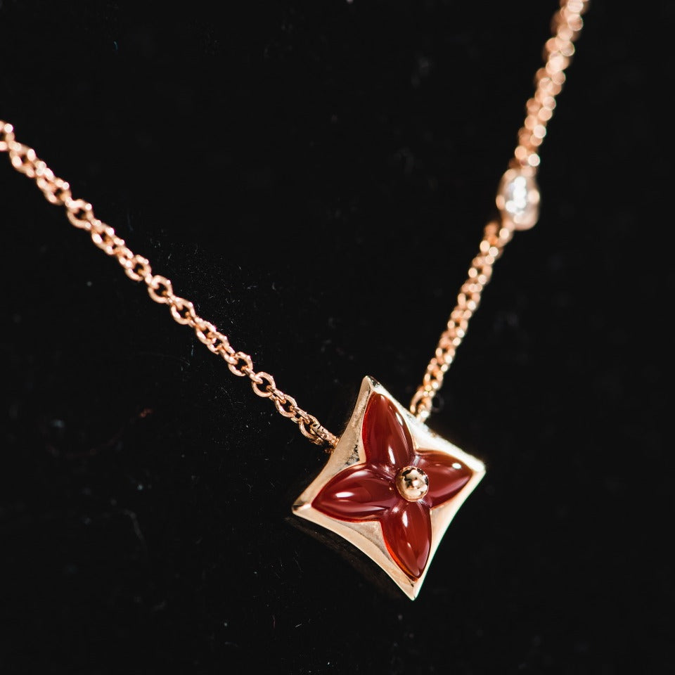 COLLIER DIANA STAR OR ROSE 1 DIAMANT