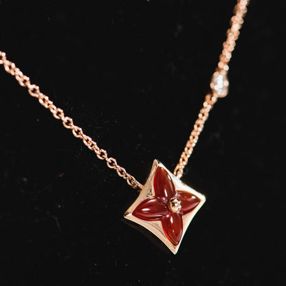 COLLIER DIANA STAR OR ROSE 1 DIAMANT