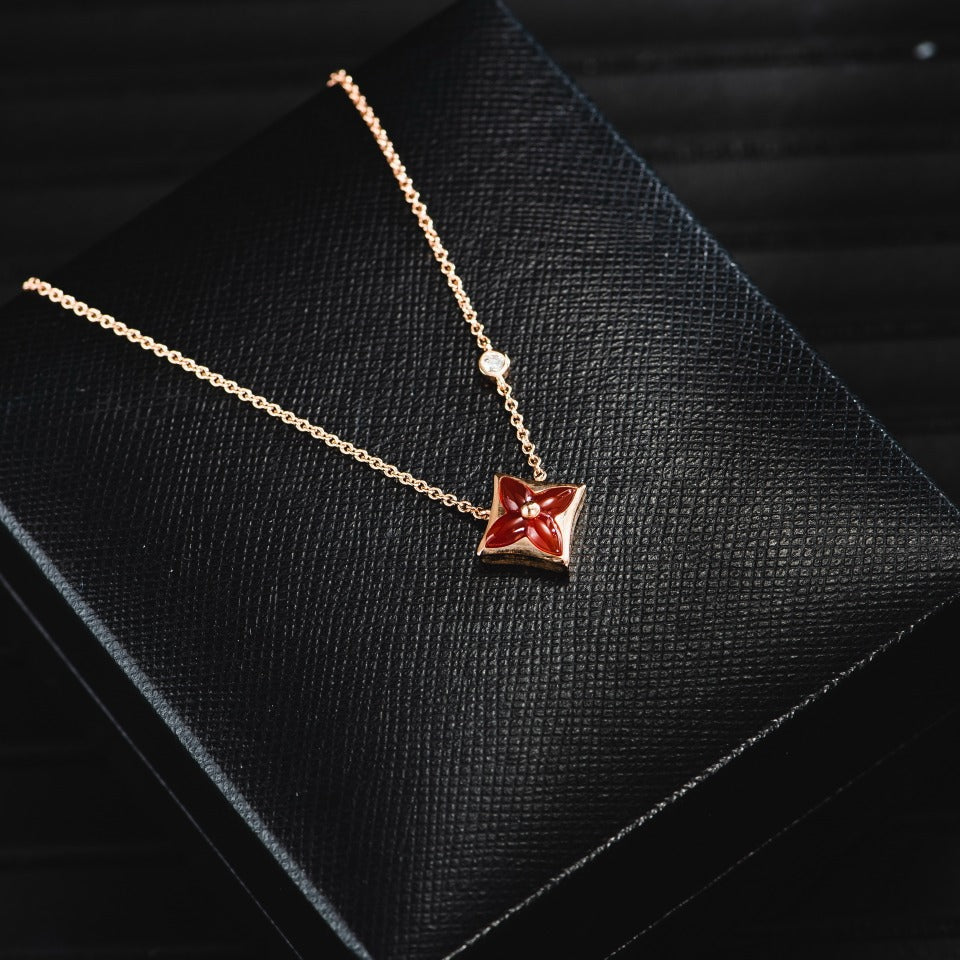 COLLIER DIANA STAR OR ROSE 1 DIAMANT