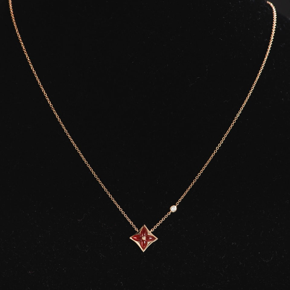 COLLIER DIANA STAR OR ROSE 1 DIAMANT