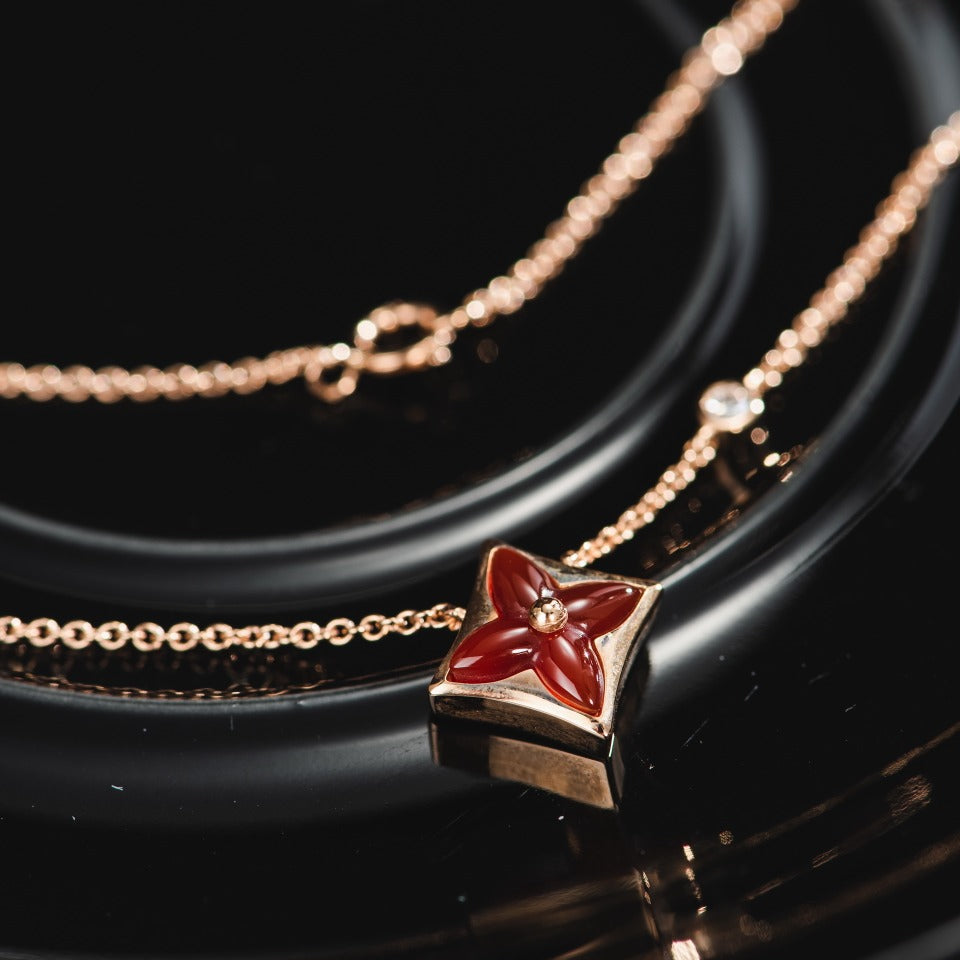 COLLIER DIANA STAR OR ROSE 1 DIAMANT