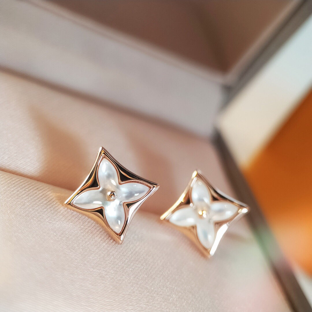 BOUCLES D'OREILLES DIANA STAR MOP EN OR ROSE