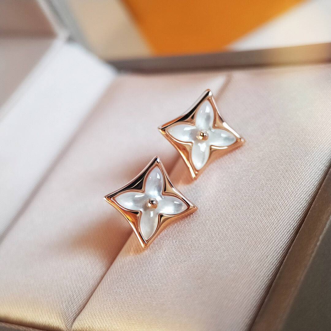 BOUCLES D'OREILLES DIANA STAR MOP EN OR ROSE