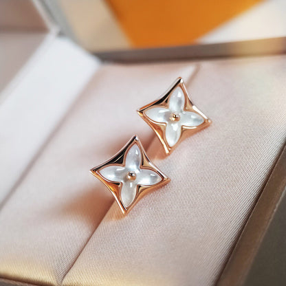 BOUCLES D'OREILLES DIANA STAR MOP EN OR ROSE