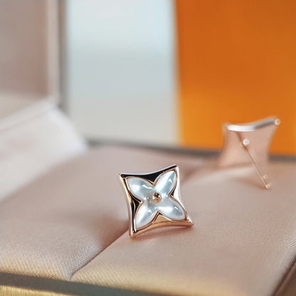 BOUCLES D'OREILLES DIANA STAR MOP EN OR ROSE