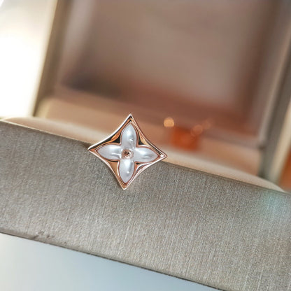 BOUCLES D'OREILLES DIANA STAR MOP EN OR ROSE