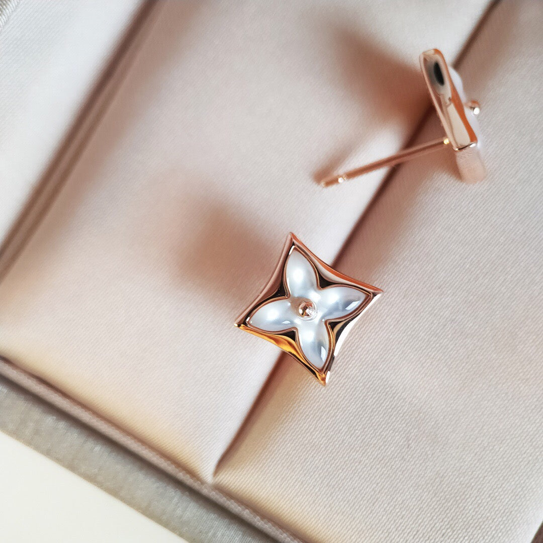 BOUCLES D'OREILLES DIANA STAR MOP EN OR ROSE