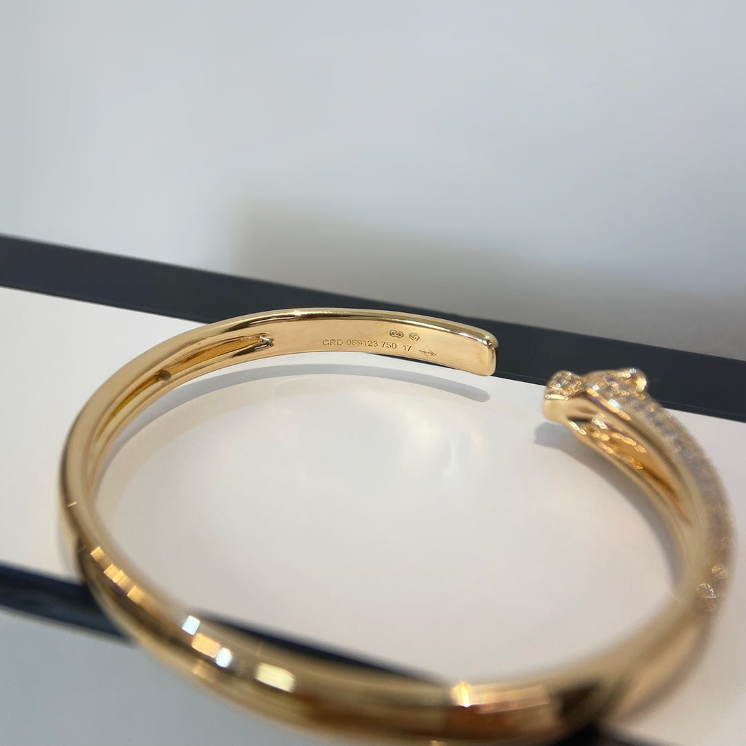 DIANA PANTHERE GOLD DIAMOND OPEN BRACELET