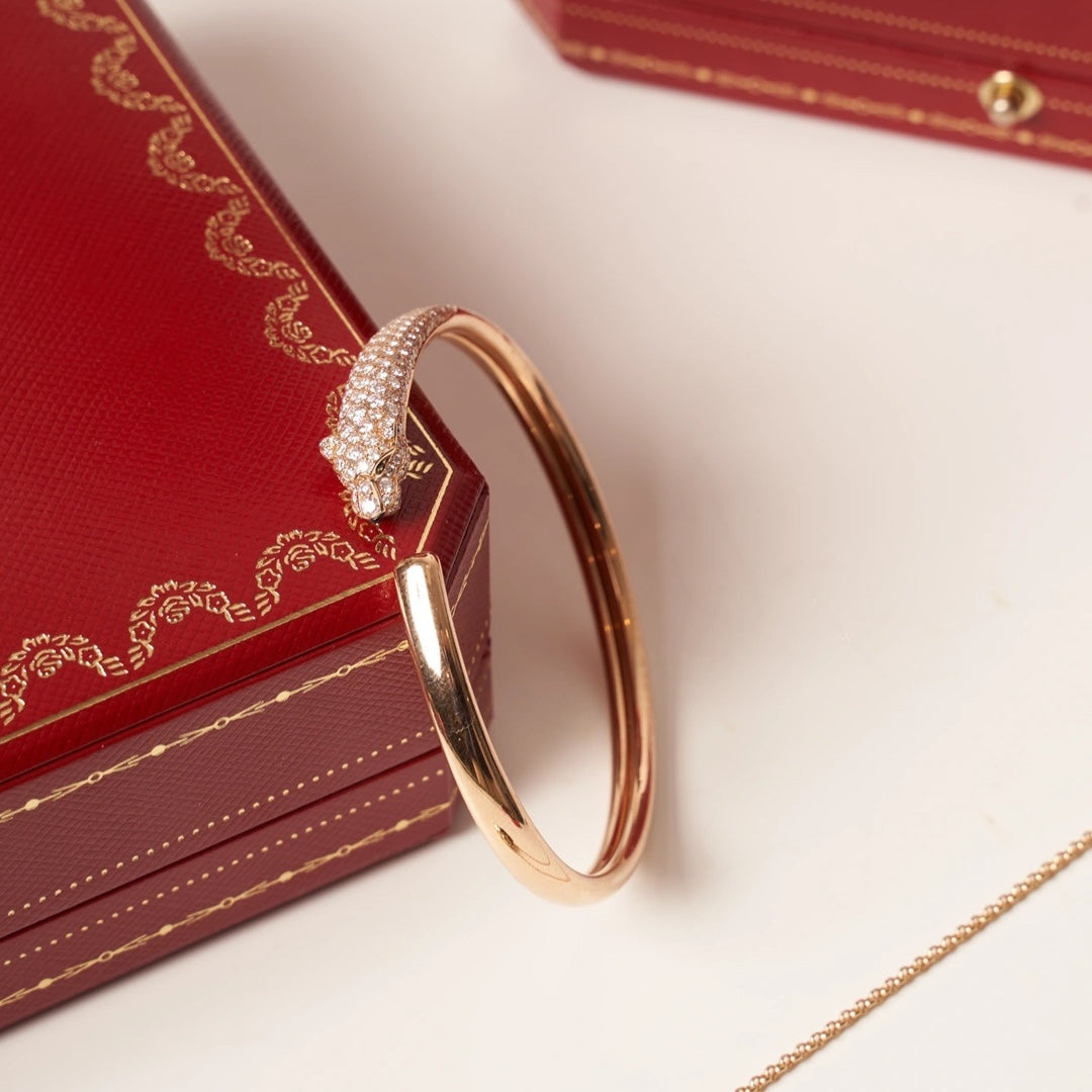 DIANA PANTHERE ROSE GOLD DIAMOND OPEN BRACELET