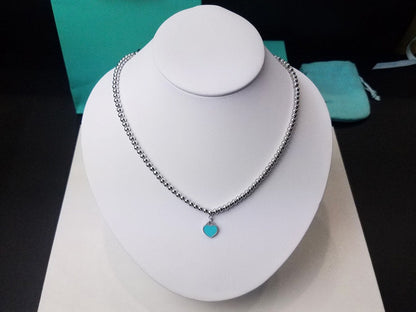 HEART PEDANT SILVER BALL CHAIN NECKLACE