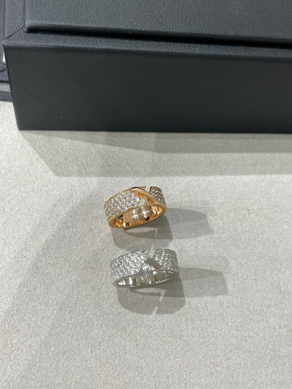 BAGUE DIANA LIENS EVIDENCE EN OR ROSE PAVÉE DE DIAMANTS