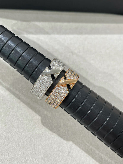 BAGUE DIANA LIENS EVIDENCE EN OR ROSE PAVÉE DE DIAMANTS