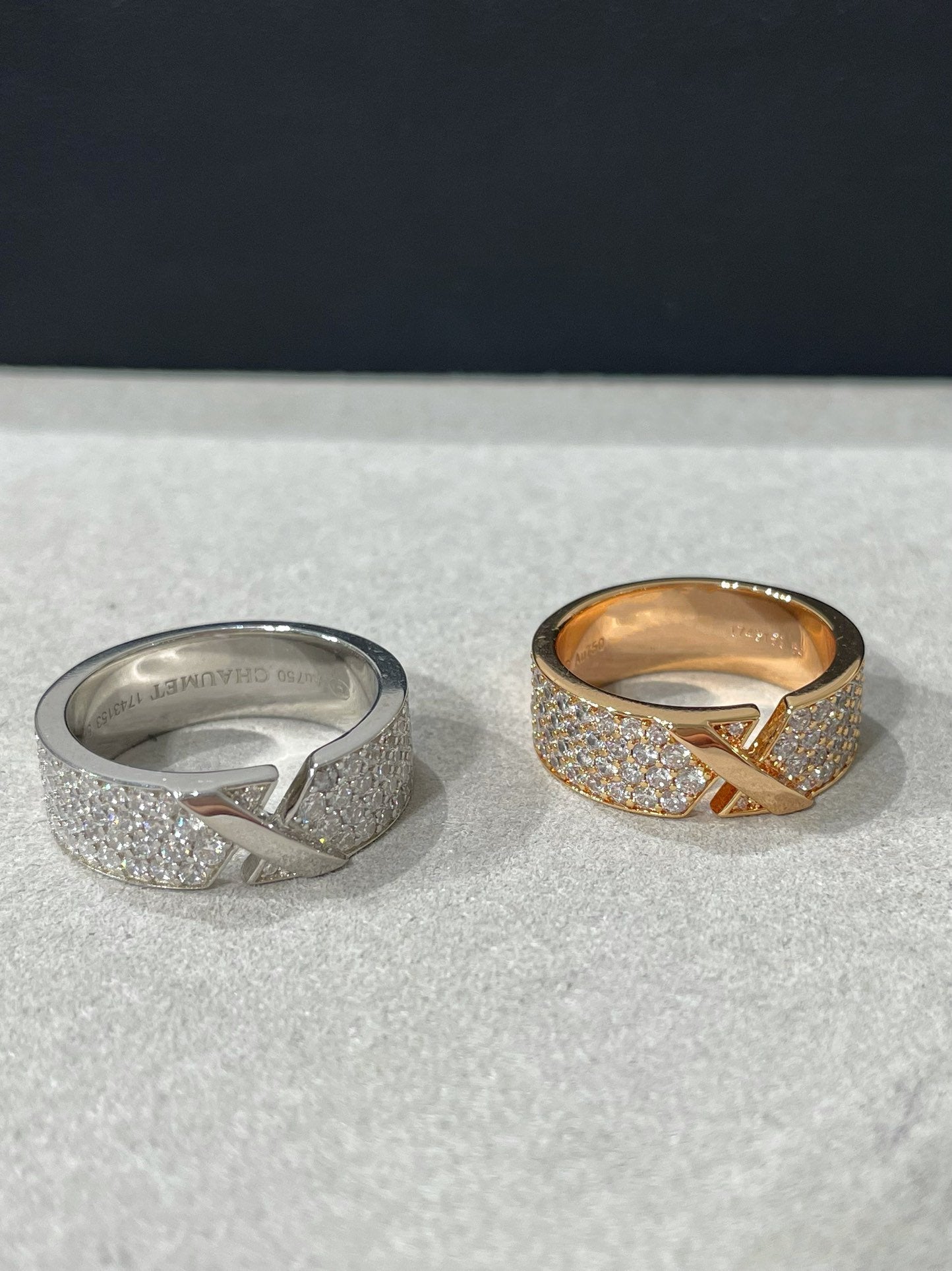 BAGUE DIANA LIENS EVIDENCE EN OR ROSE PAVÉE DE DIAMANTS