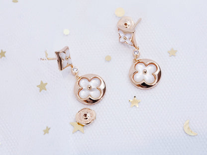 DIANA STAR AND SUN PINK GOLD MOP DROP EARRINGS