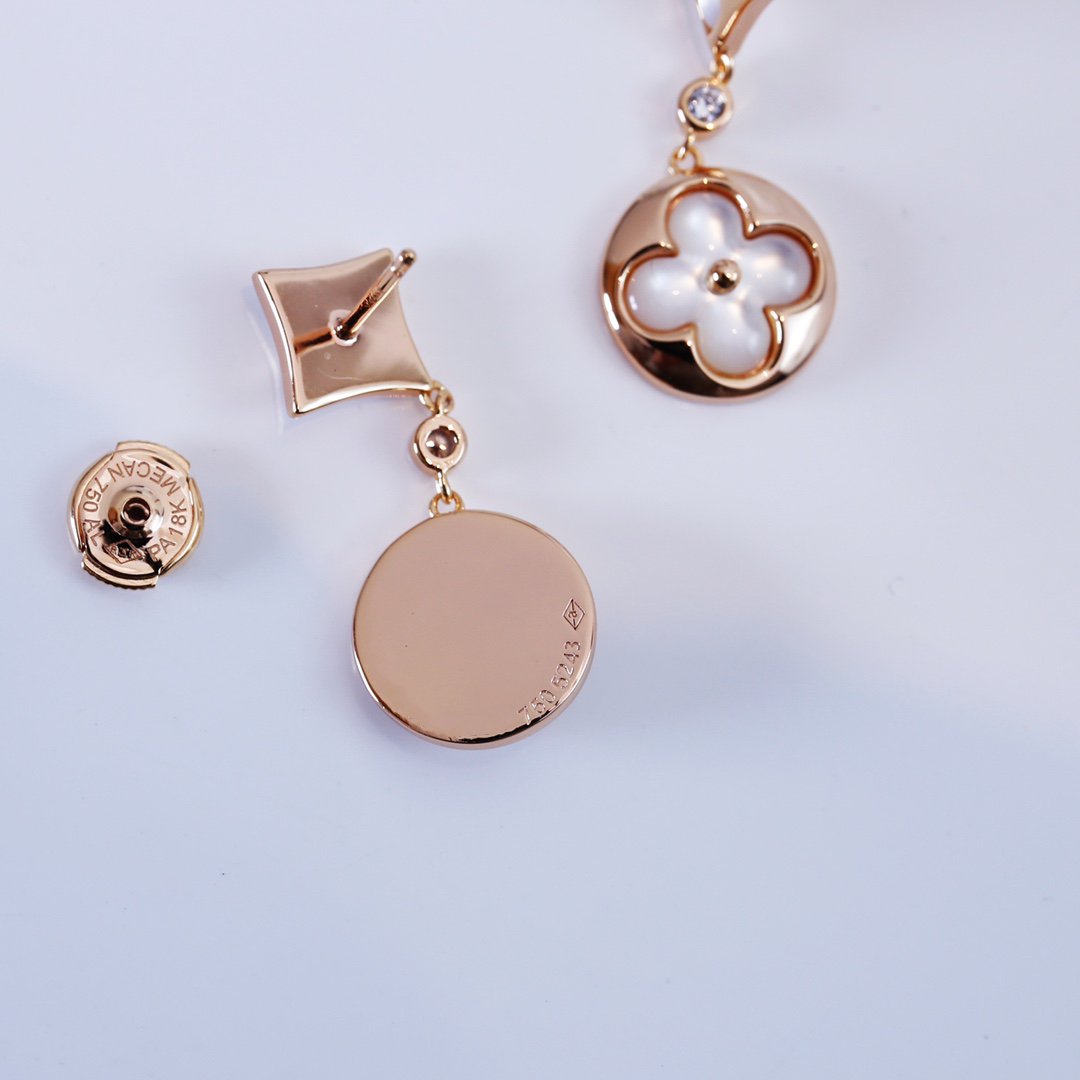 DIANA STAR AND SUN PINK GOLD MOP DROP EARRINGS