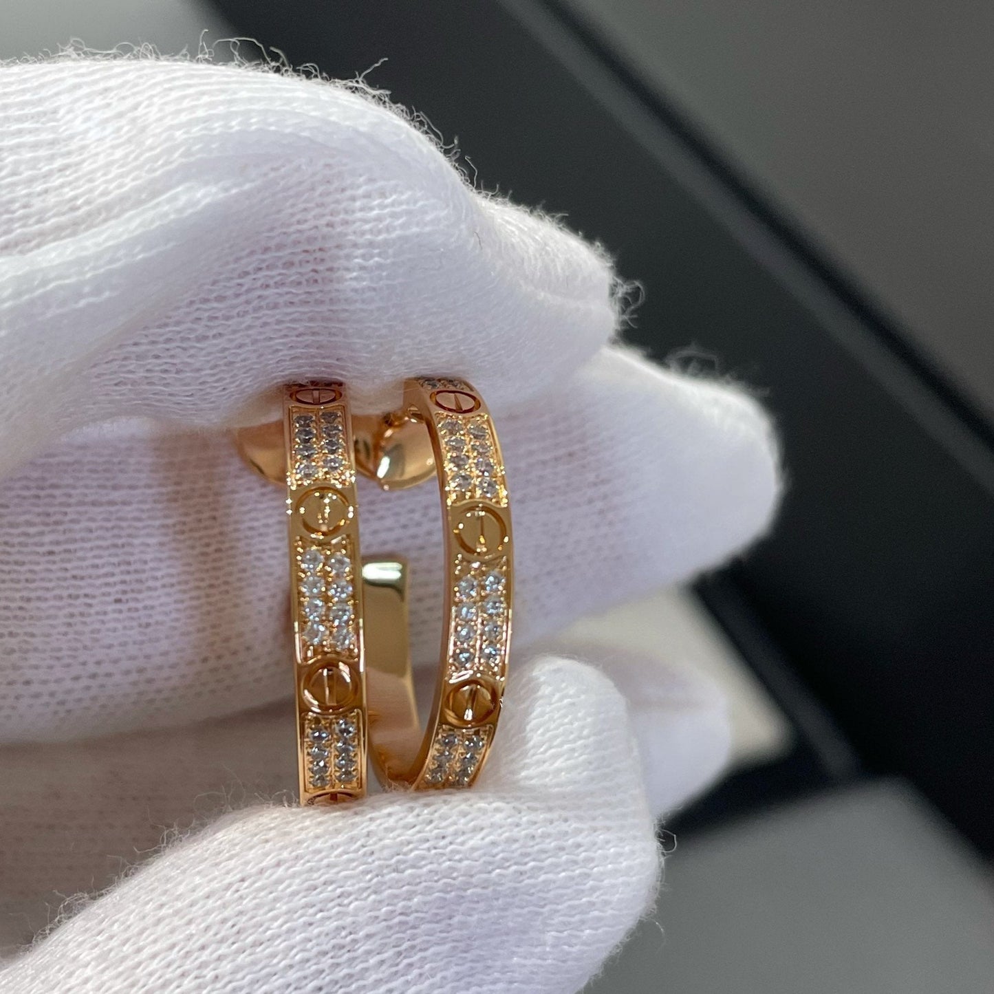 DIANA LOVE DIAMOND PINK GOLD HOOP EARRINGS