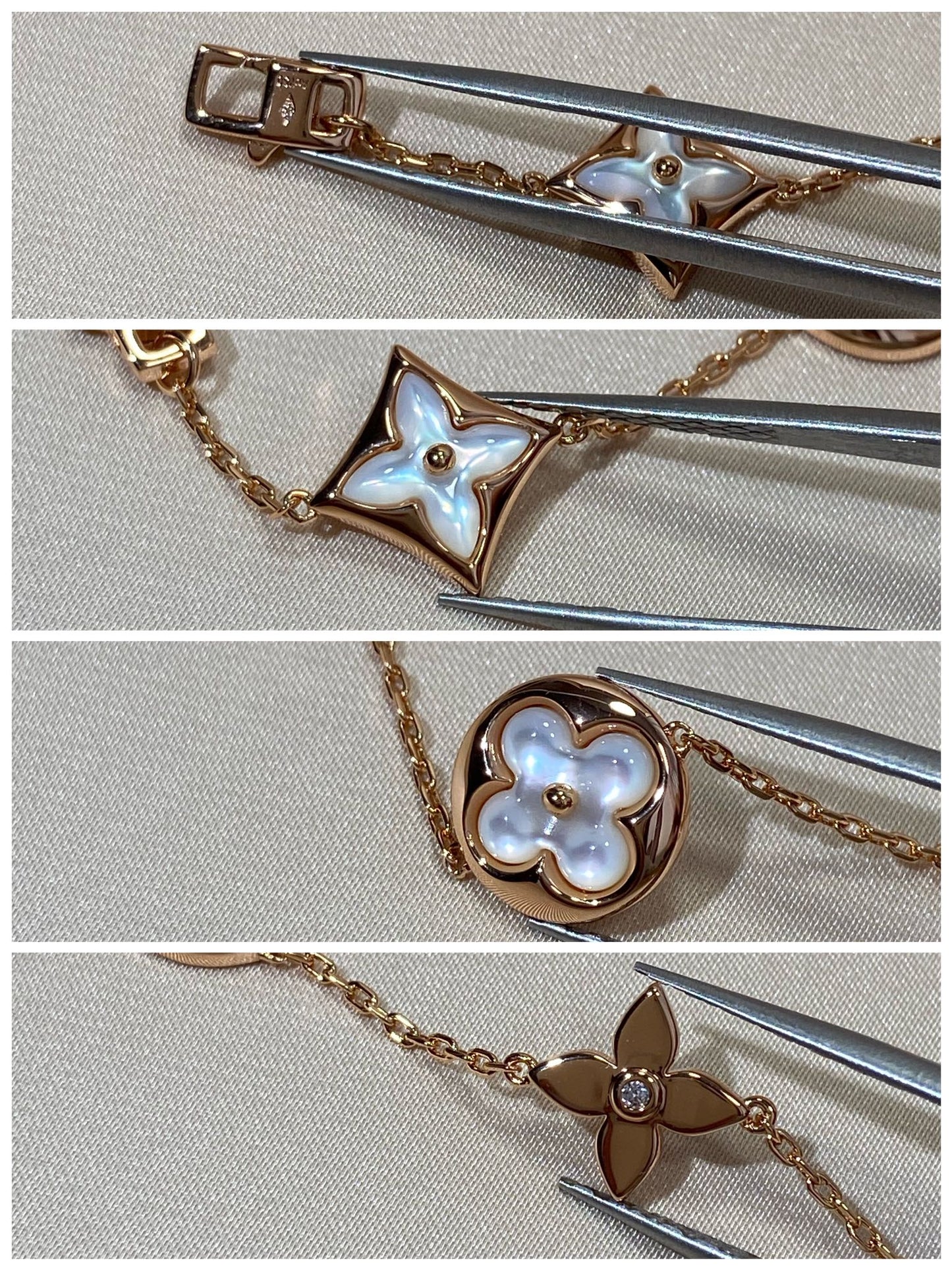 DIANA STAR AND SUN 5 MOTIF MOP PINK GOLD BRACELET