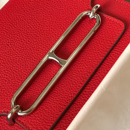 HM SAC ROULIS 18 RED TOGO LEATHER