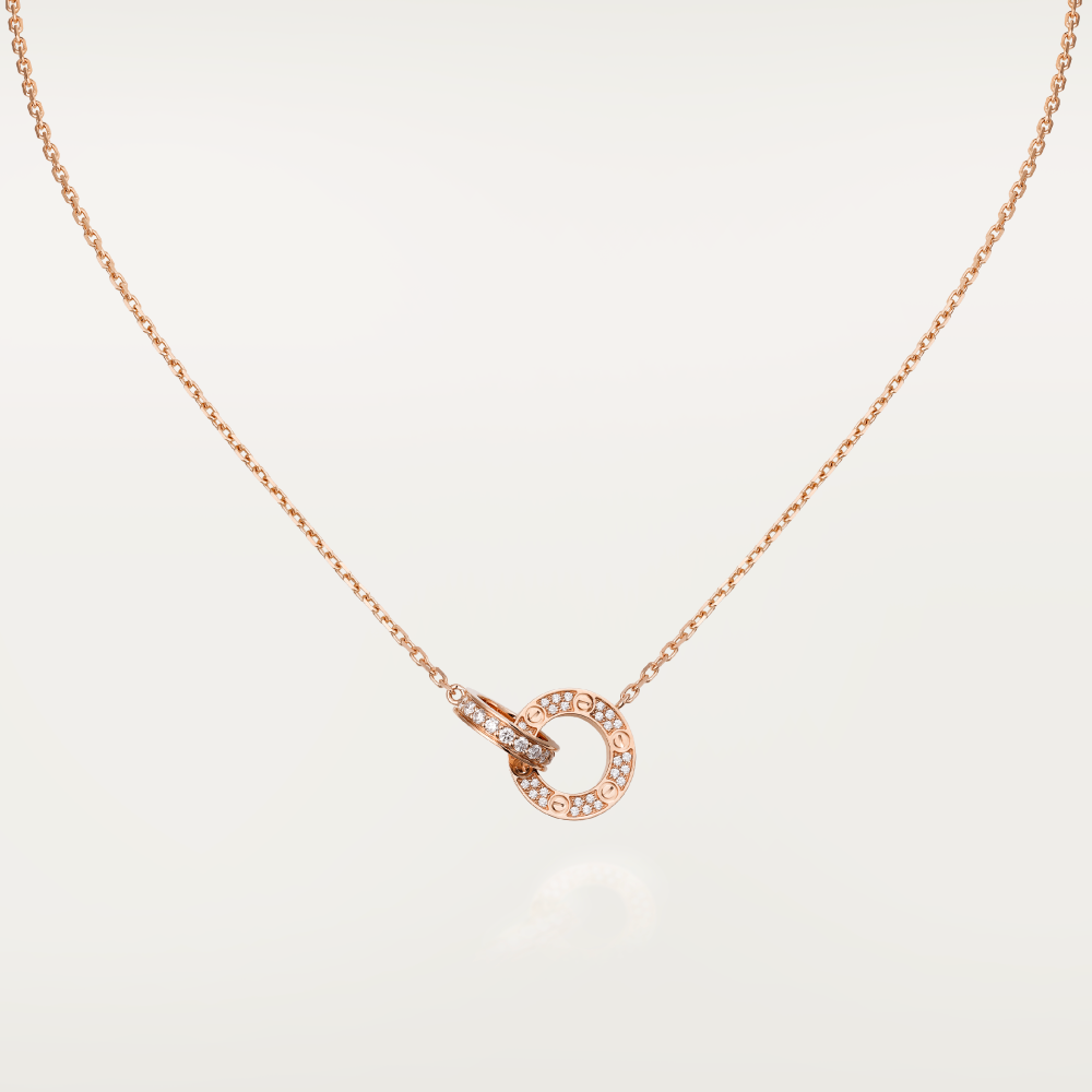 DIANA LOVE 7.6MM NECKLACE ROSE GOLD AND SILVER  FULL DIAMOND