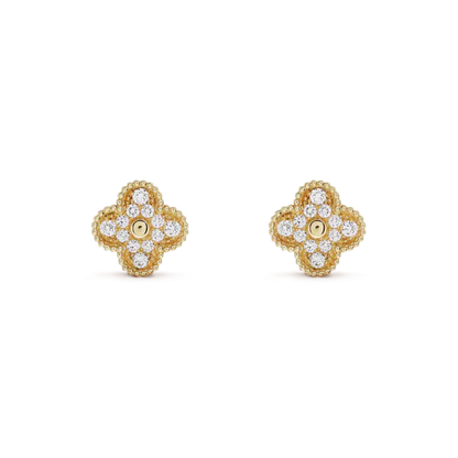 CLOVER MEDIUM 1 MOTIFS FUll DIAMOND EARRINGS