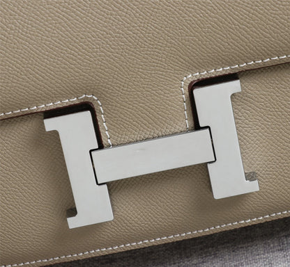 HM CONSTANCE BAGS 22 KHAKI EPSOM SILVER HARDWARE